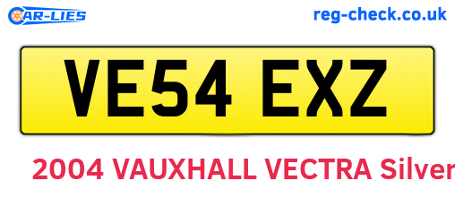VE54EXZ are the vehicle registration plates.