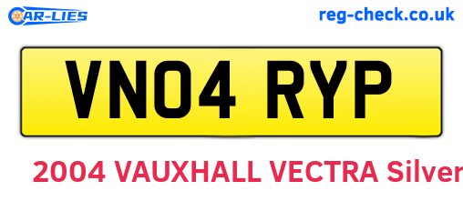 VN04RYP are the vehicle registration plates.