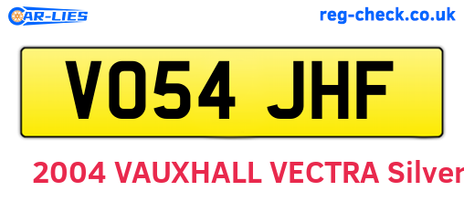 VO54JHF are the vehicle registration plates.