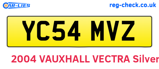 YC54MVZ are the vehicle registration plates.