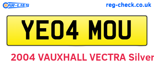 YE04MOU are the vehicle registration plates.