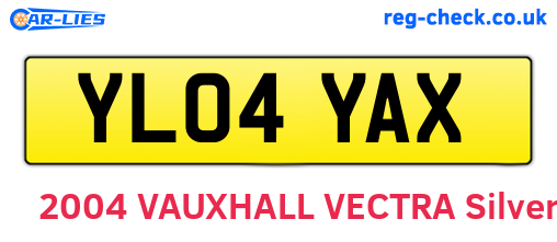 YL04YAX are the vehicle registration plates.