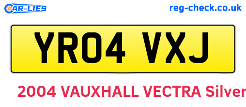 YR04VXJ are the vehicle registration plates.