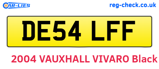 DE54LFF are the vehicle registration plates.