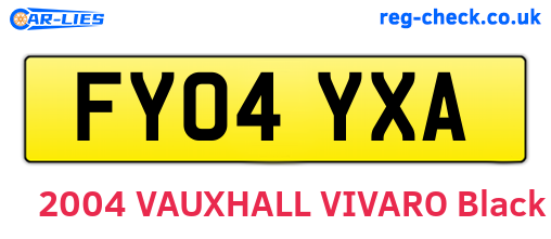 FY04YXA are the vehicle registration plates.