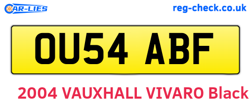 OU54ABF are the vehicle registration plates.