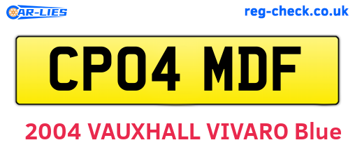 CP04MDF are the vehicle registration plates.