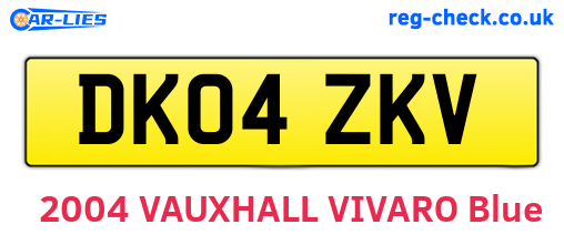 DK04ZKV are the vehicle registration plates.