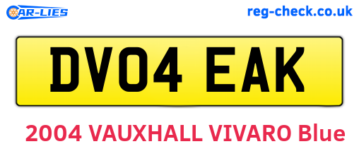 DV04EAK are the vehicle registration plates.