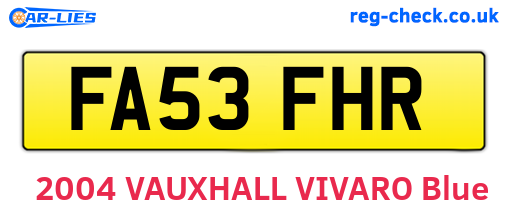 FA53FHR are the vehicle registration plates.