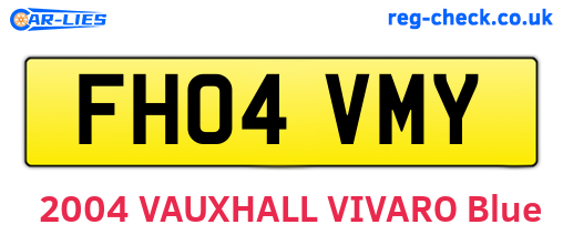FH04VMY are the vehicle registration plates.