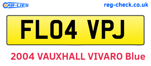 FL04VPJ are the vehicle registration plates.