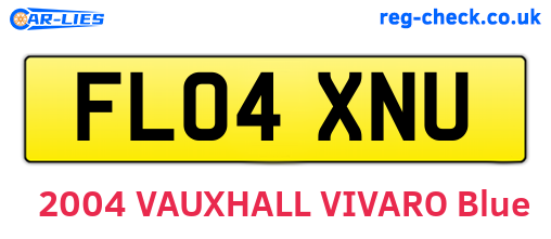 FL04XNU are the vehicle registration plates.