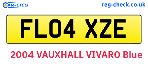 FL04XZE are the vehicle registration plates.