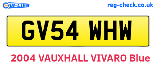 GV54WHW are the vehicle registration plates.