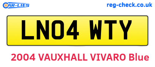 LN04WTY are the vehicle registration plates.