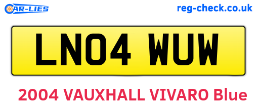 LN04WUW are the vehicle registration plates.