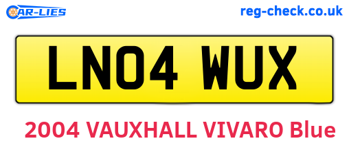 LN04WUX are the vehicle registration plates.