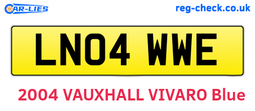 LN04WWE are the vehicle registration plates.