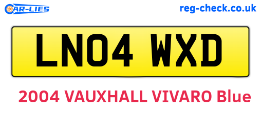 LN04WXD are the vehicle registration plates.