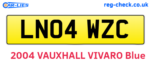 LN04WZC are the vehicle registration plates.