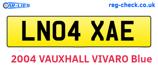 LN04XAE are the vehicle registration plates.