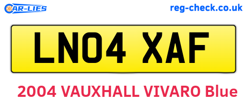 LN04XAF are the vehicle registration plates.