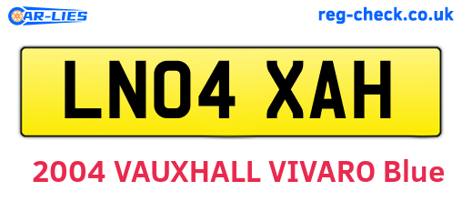 LN04XAH are the vehicle registration plates.