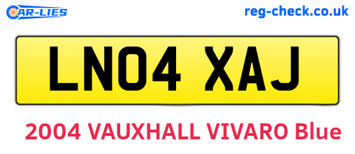 LN04XAJ are the vehicle registration plates.