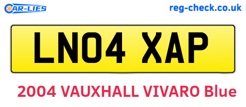 LN04XAP are the vehicle registration plates.