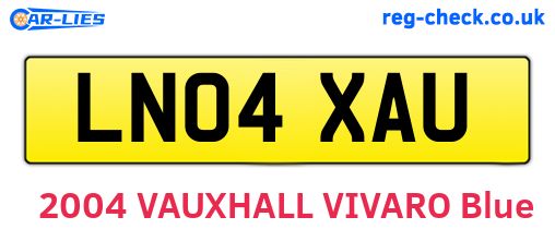 LN04XAU are the vehicle registration plates.