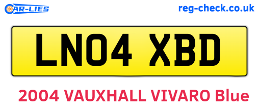 LN04XBD are the vehicle registration plates.