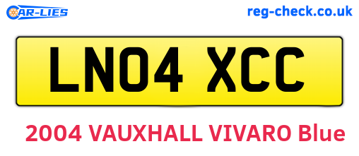 LN04XCC are the vehicle registration plates.