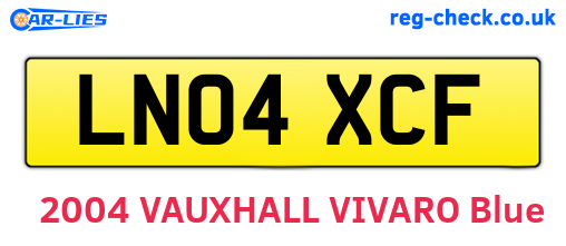 LN04XCF are the vehicle registration plates.