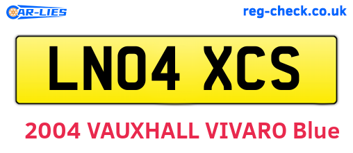 LN04XCS are the vehicle registration plates.