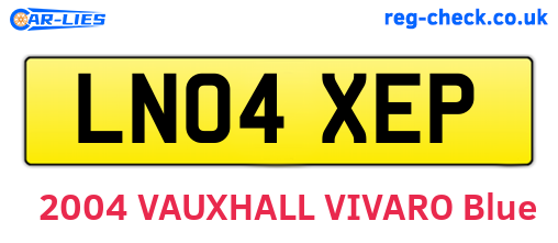 LN04XEP are the vehicle registration plates.