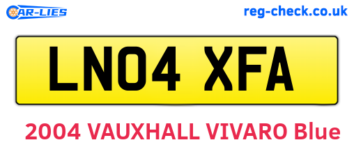 LN04XFA are the vehicle registration plates.