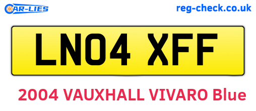 LN04XFF are the vehicle registration plates.