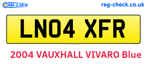 LN04XFR are the vehicle registration plates.
