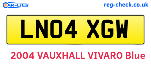 LN04XGW are the vehicle registration plates.