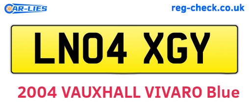 LN04XGY are the vehicle registration plates.