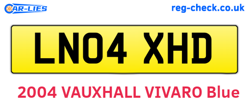 LN04XHD are the vehicle registration plates.
