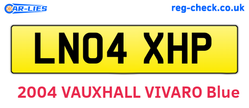 LN04XHP are the vehicle registration plates.