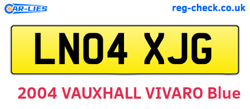 LN04XJG are the vehicle registration plates.