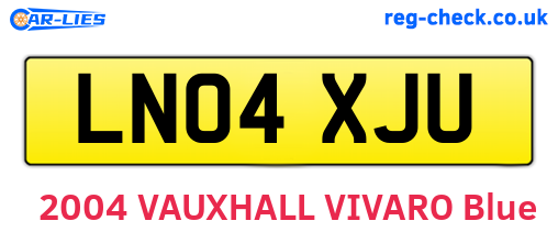 LN04XJU are the vehicle registration plates.