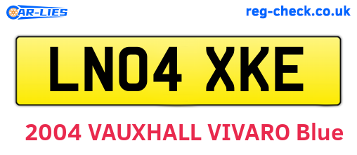 LN04XKE are the vehicle registration plates.