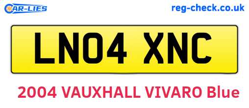LN04XNC are the vehicle registration plates.