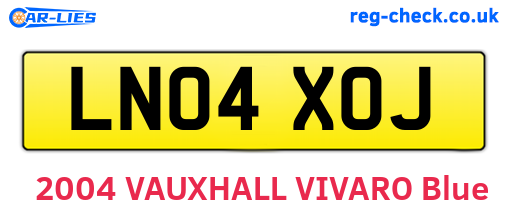 LN04XOJ are the vehicle registration plates.