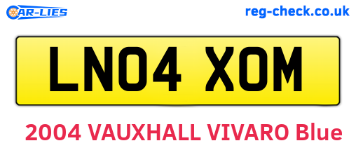 LN04XOM are the vehicle registration plates.