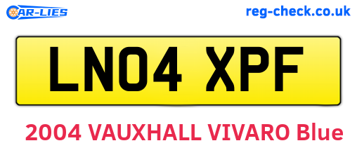 LN04XPF are the vehicle registration plates.